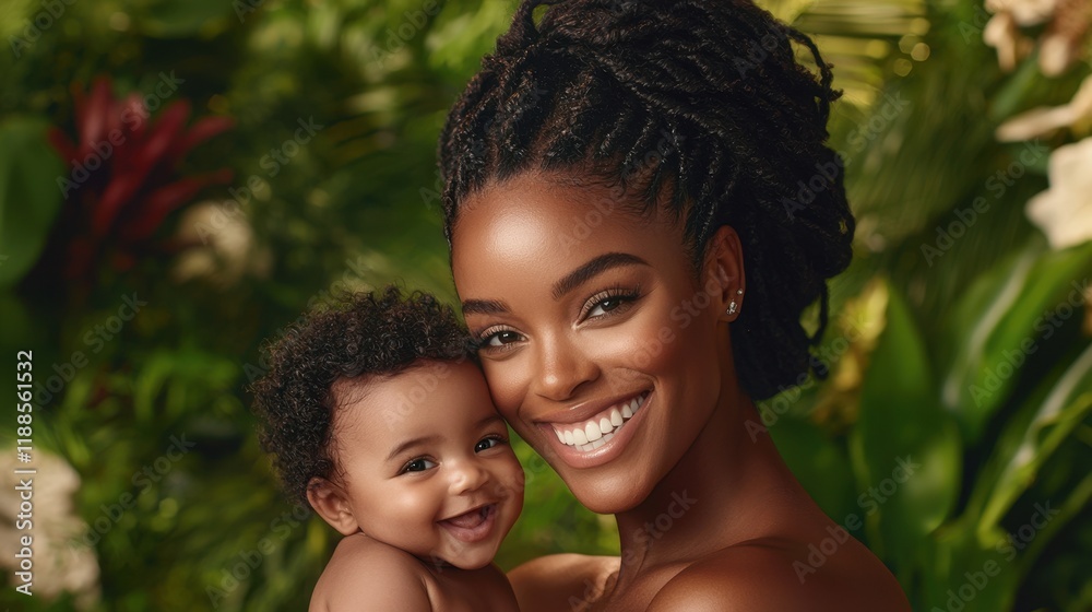 Fototapeta premium A woman holding a baby in her arms