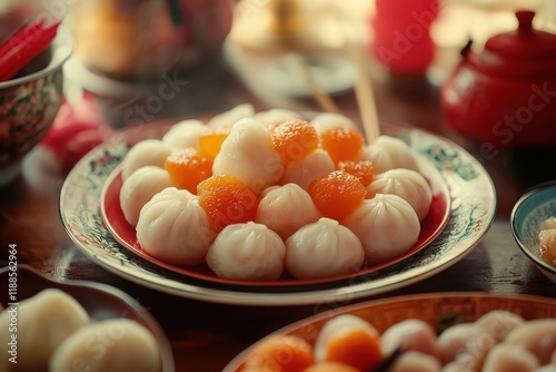 Sweet dumplings or tangyuan a traditional food for Chinese New Year the characters signify New Year s blessing photo