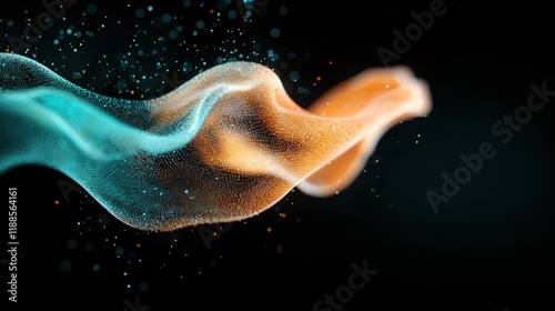A blue and orange wave on a black background