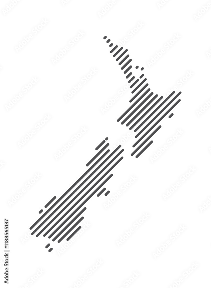 New Zealand - Map of the country formed by lines. Vector Illustration. New Zealand - Map of the country formed by lines. Vector Illustration.