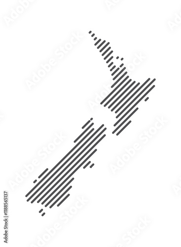 New Zealand - Map of the country formed by lines. Vector Illustration.