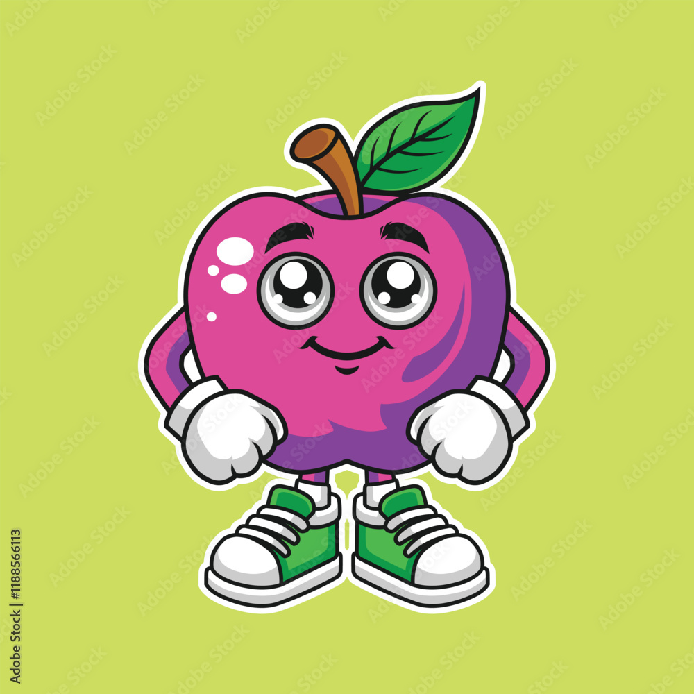 Obraz premium Vector apple character, apple mascot, apple illustration, apple sticker