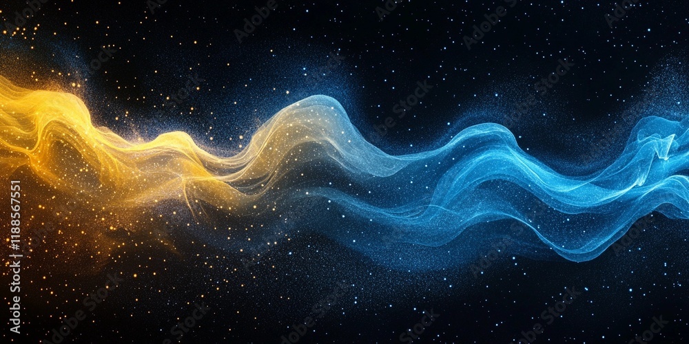 Fototapeta premium Dynamic yellow and blue grainy backdrop with soft noise, ideal for posters, flyers, and web design, book illustration style