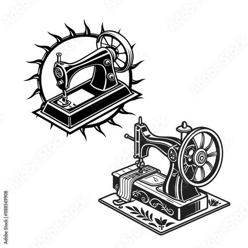 0sewing machine black color silhouette vector