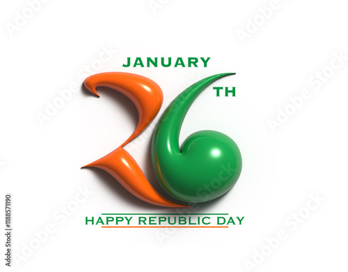 26 January Indian Republic day Illustration. No AI used. photo