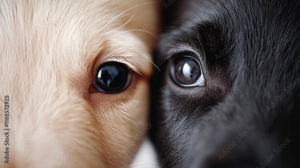 A close up of two dogs looking at each other A close up of two dogs looking at each other