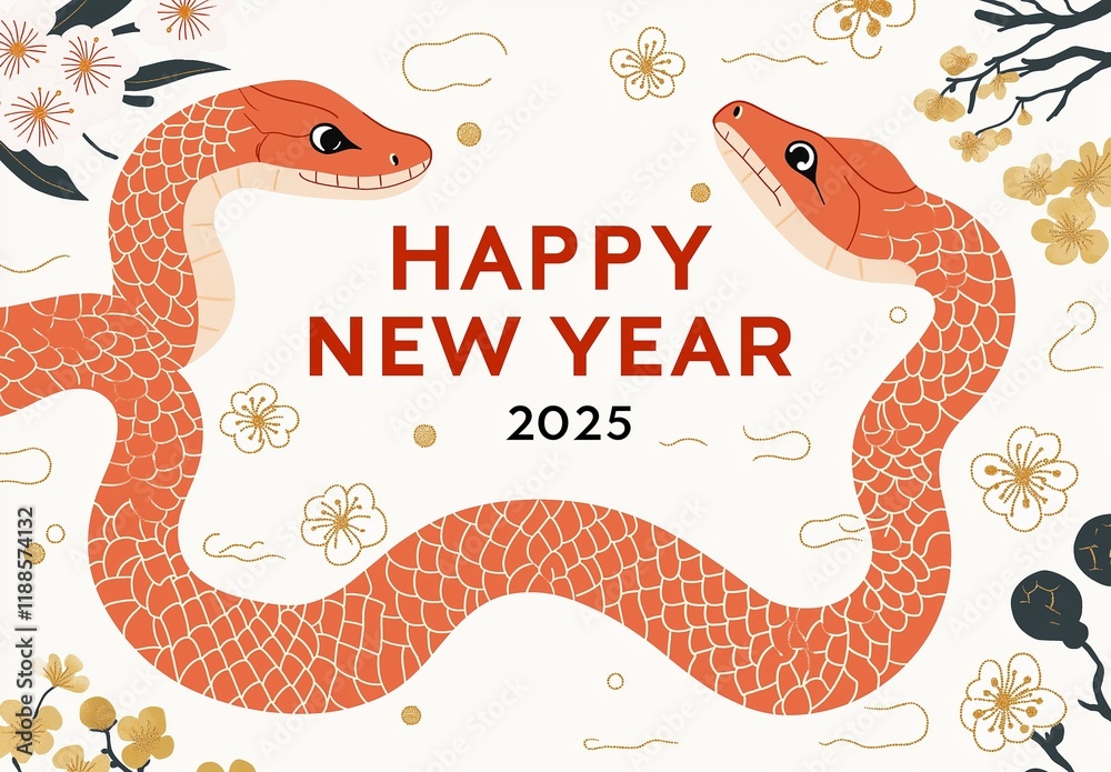 Obraz premium A white background with an orange snake pattern in the center, and 