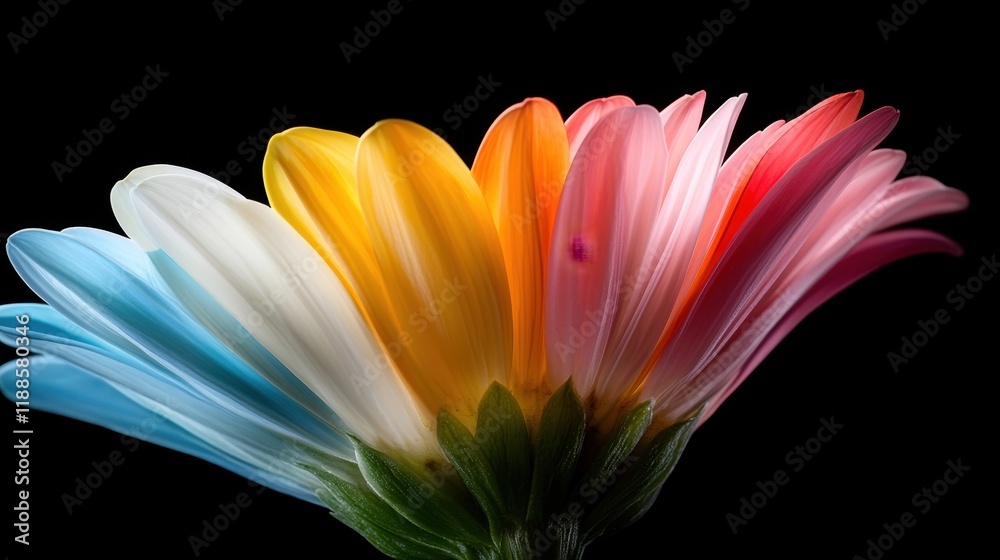 A close up of a colorful flower on a black background A close up of a colorful flower on a black background