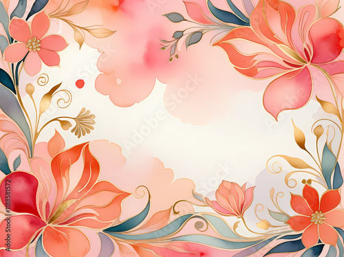 Watercolor floral border design