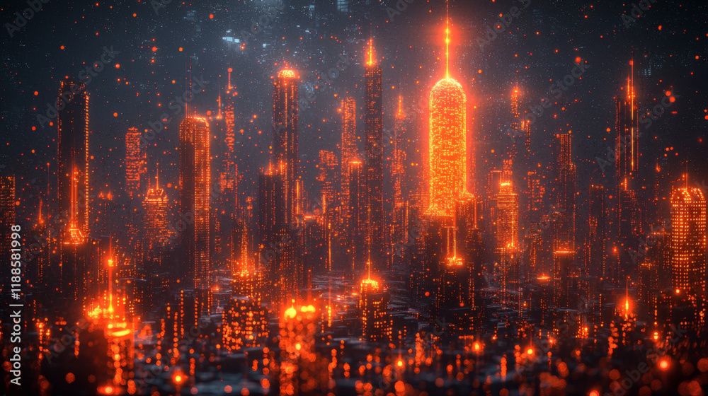City of Light: A mesmerizing digital illustration depicting a futuristic city bathed in an otherworldly glow. Skyscrapers reach towards a celestial sky. City of Light: A mesmerizing digital illustration depicting a futuristic city bathed in an otherworldly glow. Skyscrapers reach towards a celestial sky.