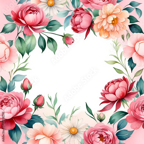 Watercolor floral frame design