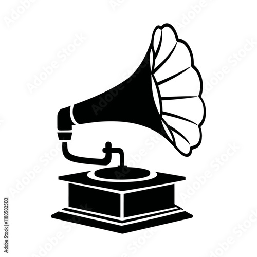 Vintage Gramophone black color vector 