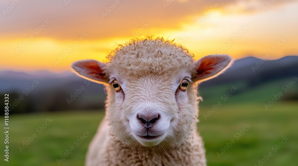 Fototapeta premium A close up of a sheep looking at the camera