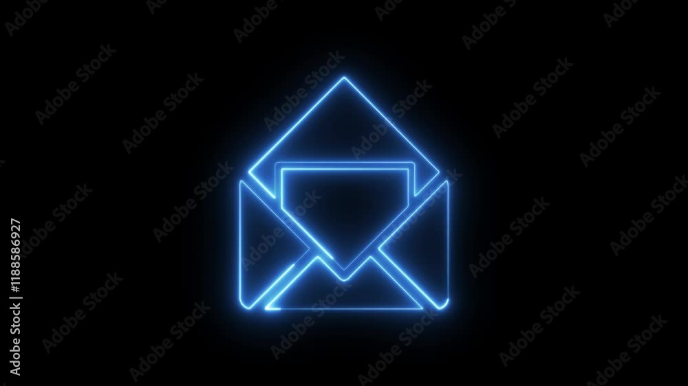 Mail Paper on digital technology blue neon motion graphic loop animation style Mail Paper on digital technology blue neon motion graphic loop animation style