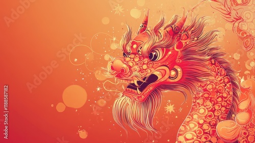 Majestic Orange Dragon Artistic Illustration photo