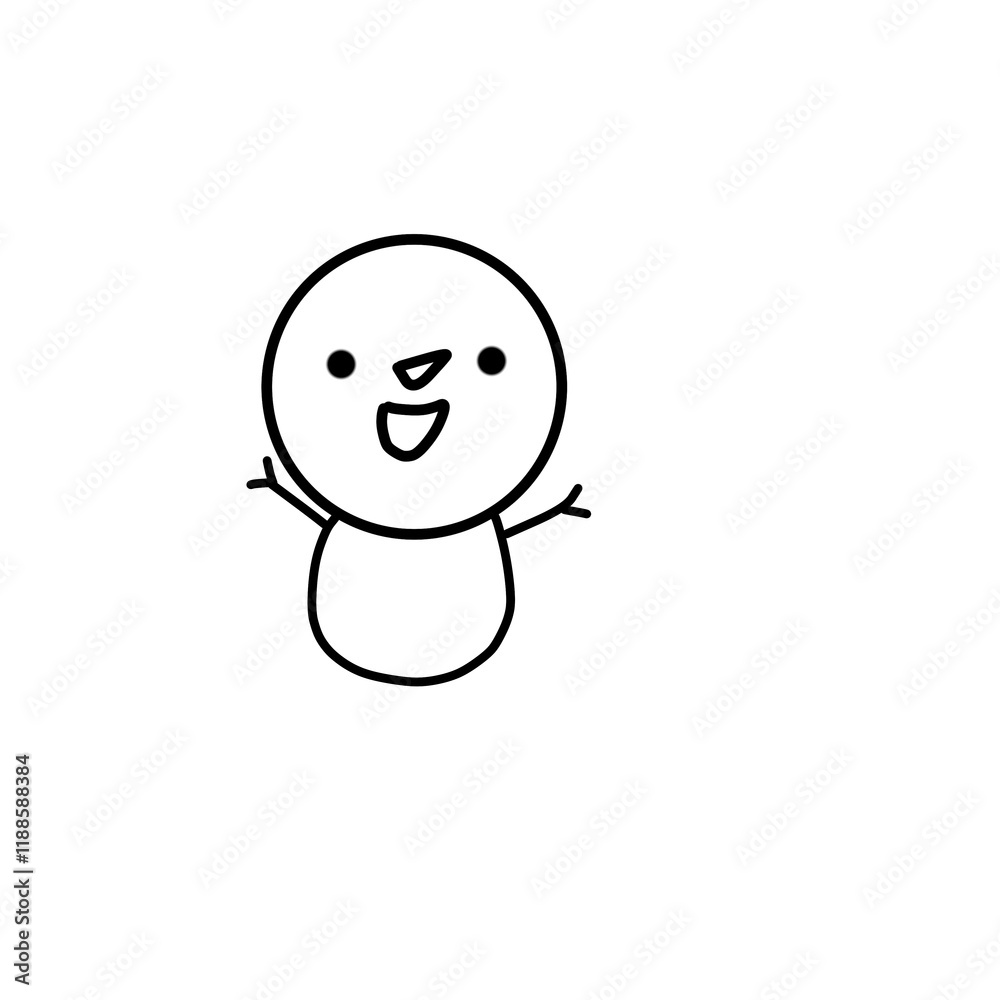 White snowman in winter, cartoon, illustration. White snowman in winter, cartoon, illustration.