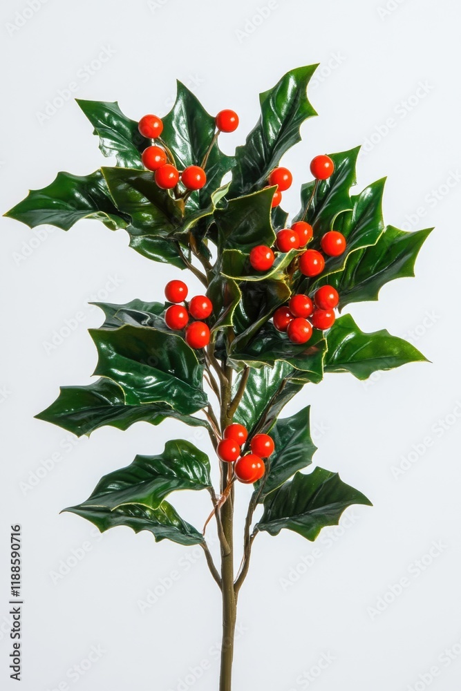Fototapeta premium Red and green Christmas tree with red berries