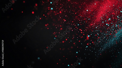 Abstract colorful particles on black background photo