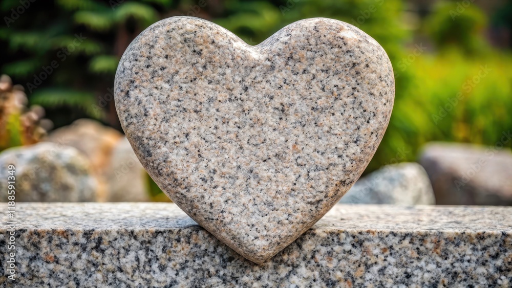 Obraz premium Turnout of granite stone with pebble in heart shape, grainy textures
