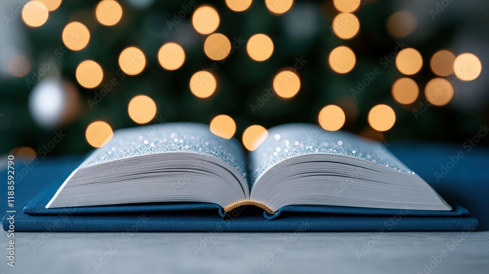 An open book with pages covered in sparkling, colorful dust, evoking a sense of magic An open book with pages covered in sparkling, colorful dust, evoking a sense of magic