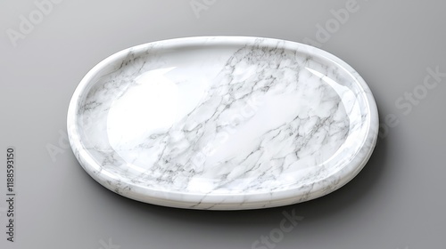 A smooth, oval marble platter featuring elegant gray veining on a white surface, perfect for serving or decorative purposes.