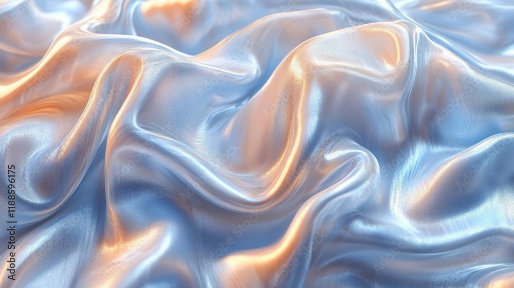 Fototapeta premium Luxurious Draped Fabric with Soft Waves and Shimmering Light Reflection