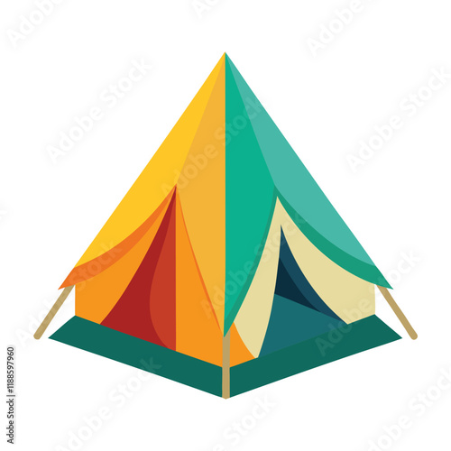Colorful tent isolated vector illustration on white background.