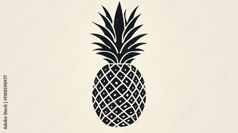 Obraz premium Stylish Black and White Pineapple Illustration