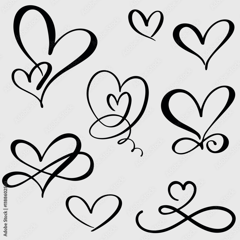 heart drawing with love lines