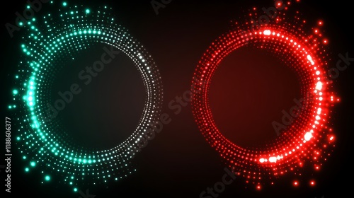 Abstract glowing circles, dark background, design element, graphic resource photo