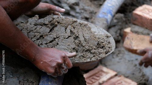 Image of poor man who works daily but have income below poverty line or concept of 100 Days of in West Bengal. photo