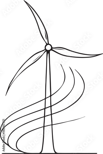 Clean wind turbine silhouette vector design, symbolizing renewable energy and sustainability. Editable, scalable EPS file, perfect for eco-friendly projects.