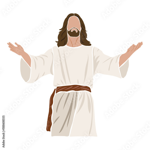 Jesus with hands raised to heaven