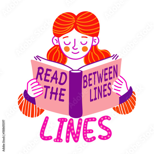 Sticker of read lines designed in flat style