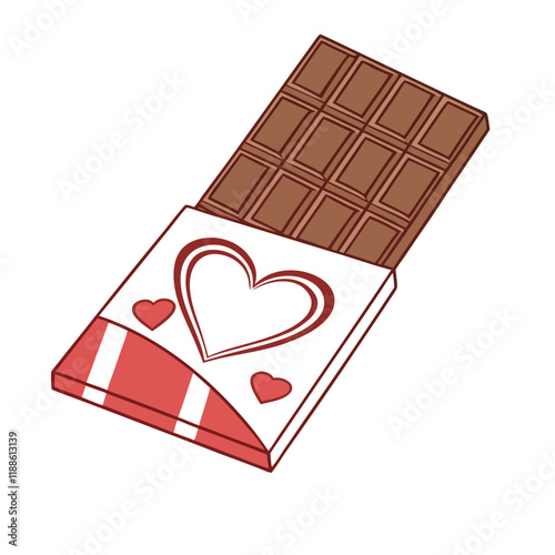 Heart-shaped valentines day decoration chocolate bar 3d rendering icon sign silhouette vector illustration isolatedon transparent background 