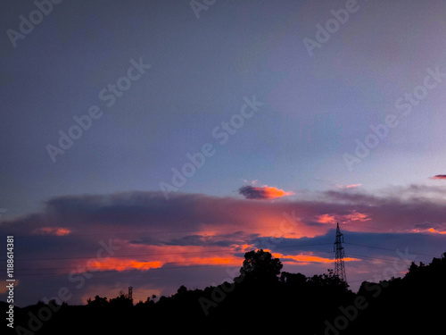 selective focus picture of orange and pink and purple sunset