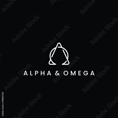 initial letter AO OA monogram line art alpha omega logo icon vector