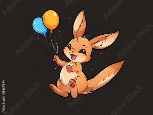 Adorable Kangaroo with Balloons: A Joyful Celebration photo