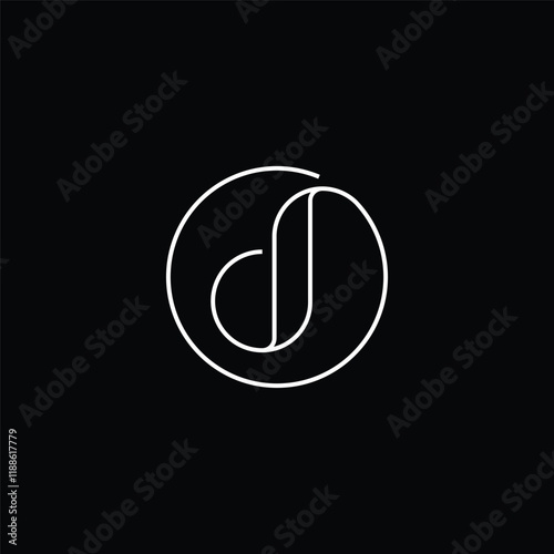 initial letter OD DO monogram circle line art