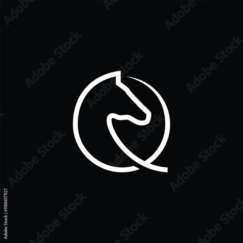 initial letter Q or O with Horse logo design