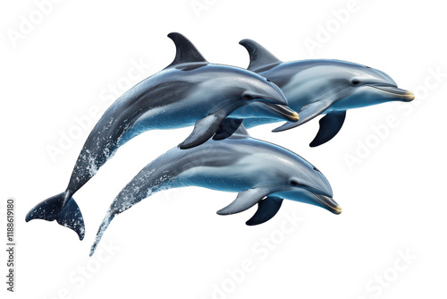 Dolphins Jumping Gracefully Isolated on a transparent Background