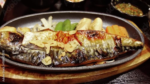 Grilled Saba Fish on a Plate
