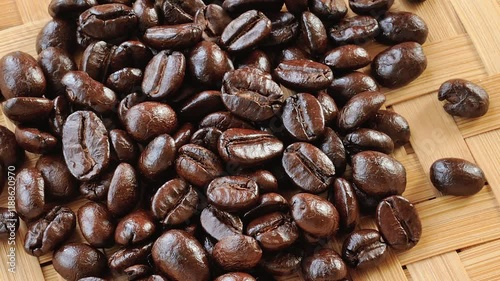 Top View Roasted Coffee Beans Panning