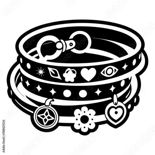 A glyph style icon of bangles