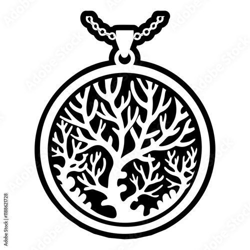 A glyph style icon of a choral pendant