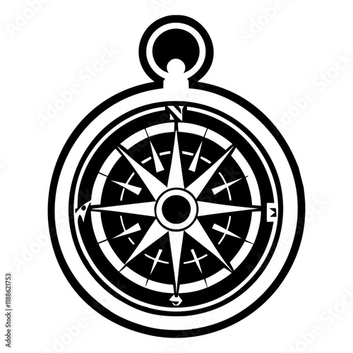 A glyph style icon of a compass locket