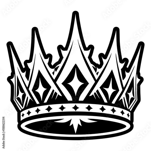 A glyph style icon of a gothic crown