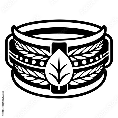 A glyph style icon of a leaf bangle