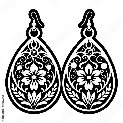 A glyph style icon of painted earrings