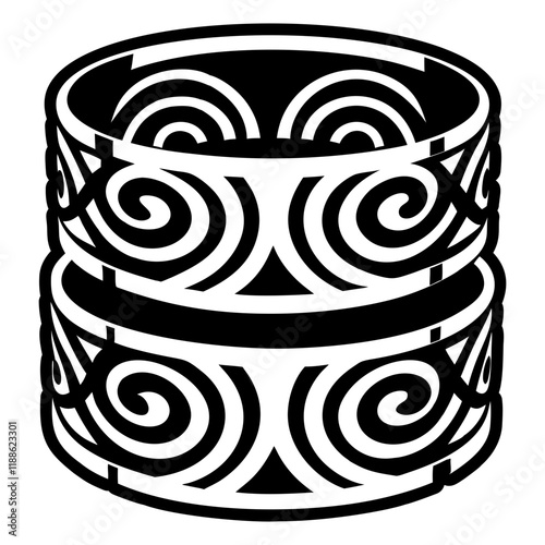 A glyph style icon of spiral cuffs